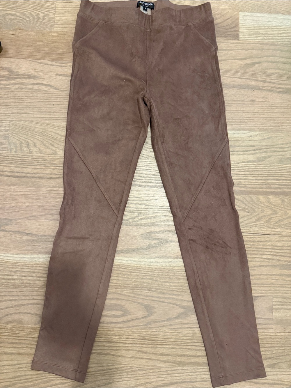 David Lerner Brown Suede-Look Leggings